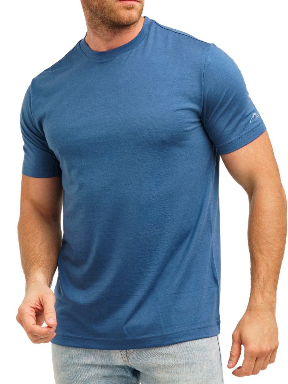 Merino.tech Men’s 100% Merino Wool T Shirt, Sapphire Blue